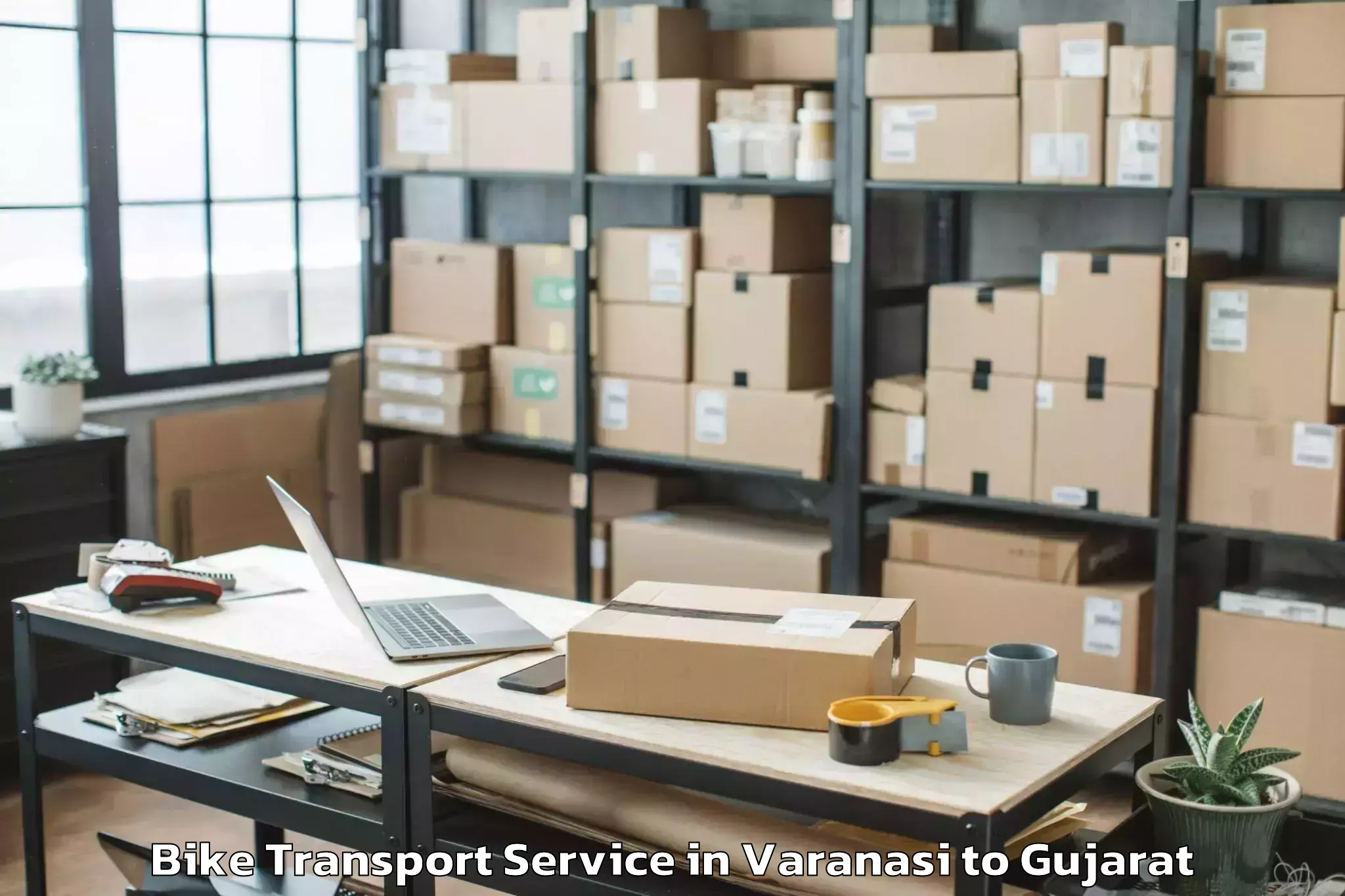 Top Varanasi to Gujarat University Of Transpla Bike Transport Available